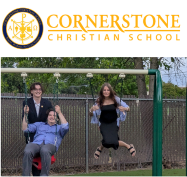 High School students swinging on swing set excited for upcoming graduation.